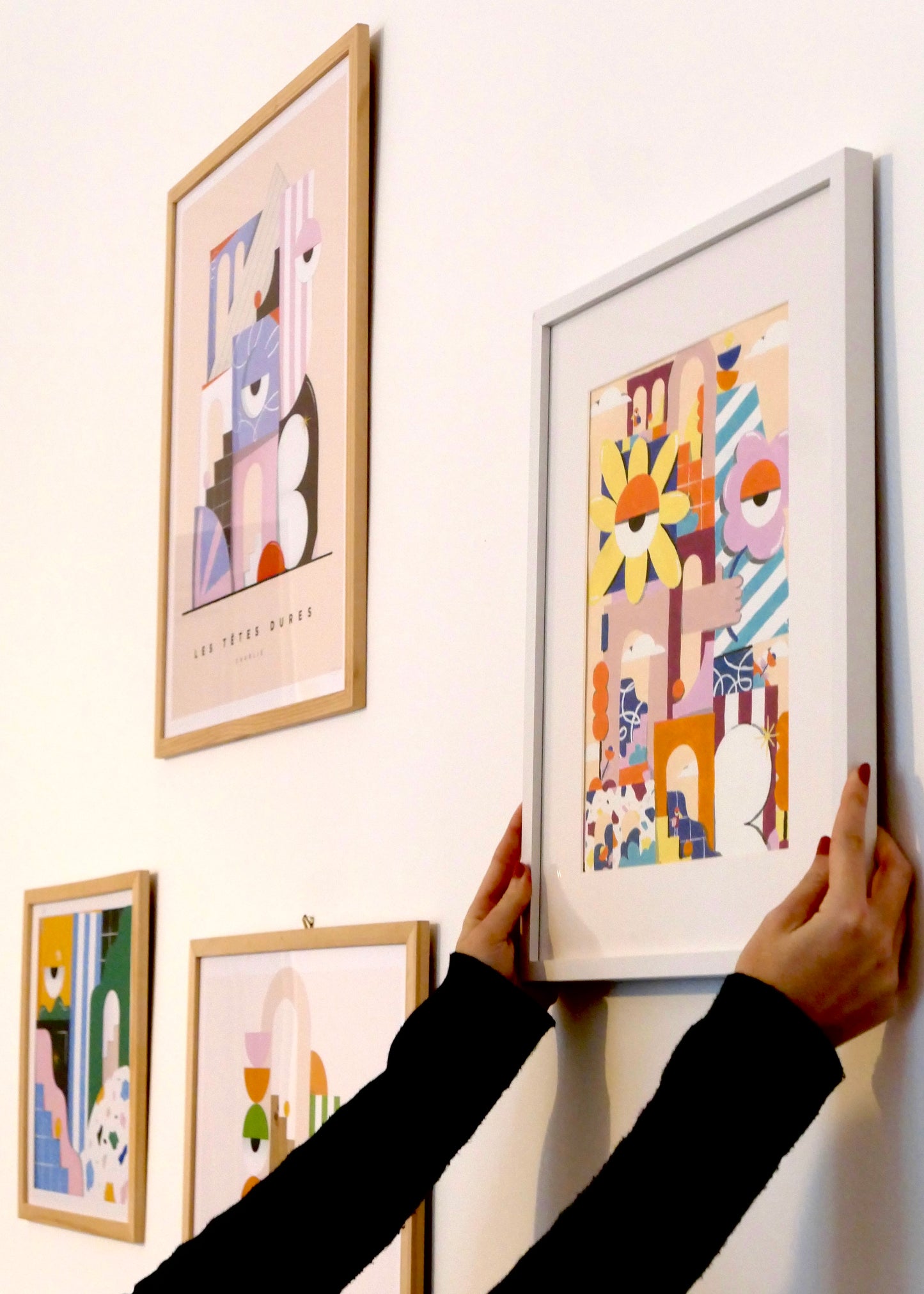 Peinture numerotee Lundi en Huit français a encadrer, collaboration avec Les Tetes Dures, illustration à peindre
