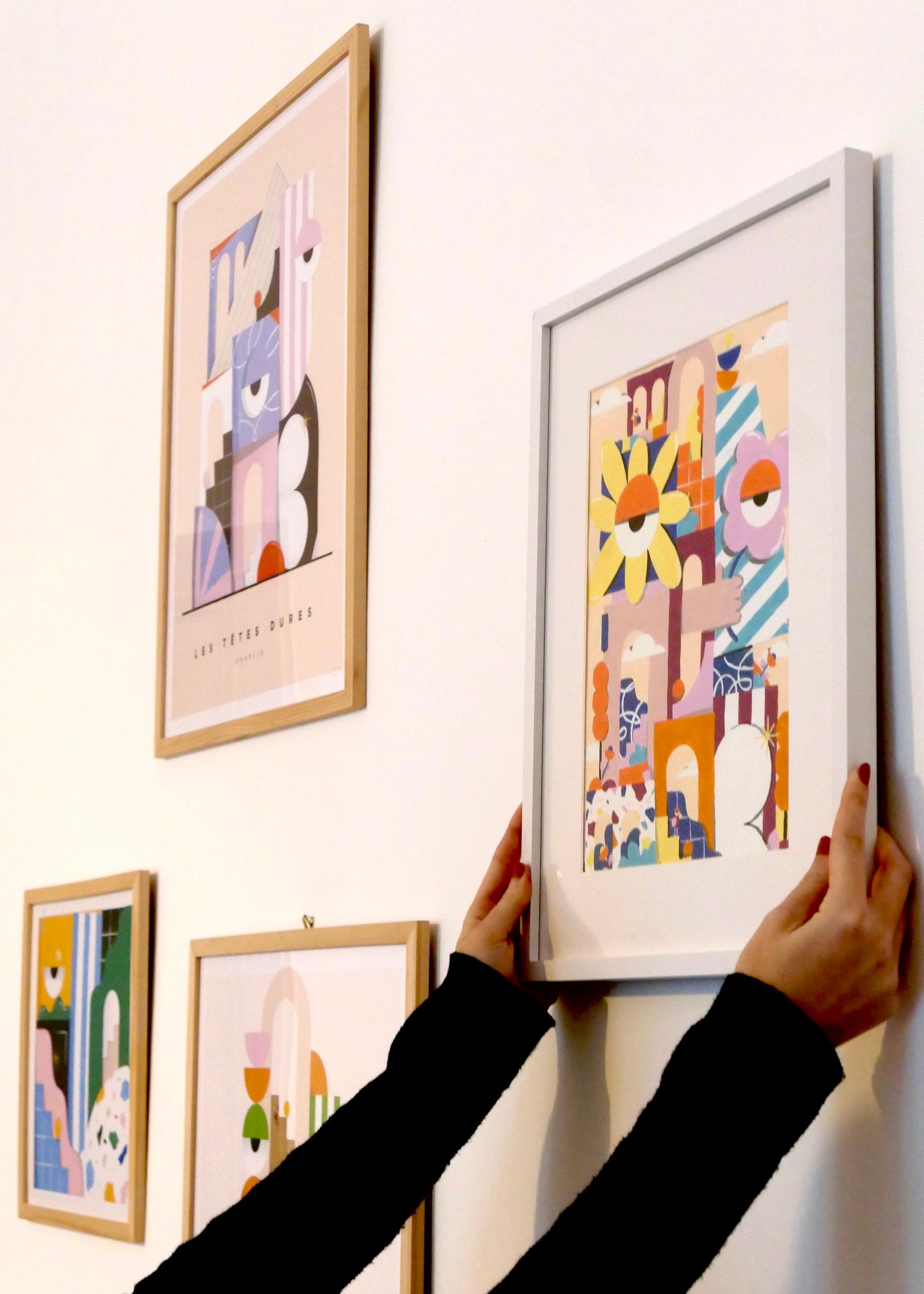 Peinture numerotee Lundi en Huit français a encadrer, collaboration avec Les Tetes Dures, illustration à peindre 