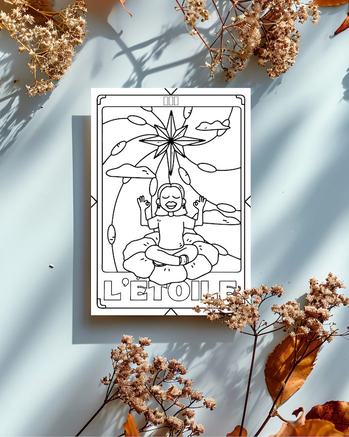 Lot de 4 cartes à colorier spécial tarot