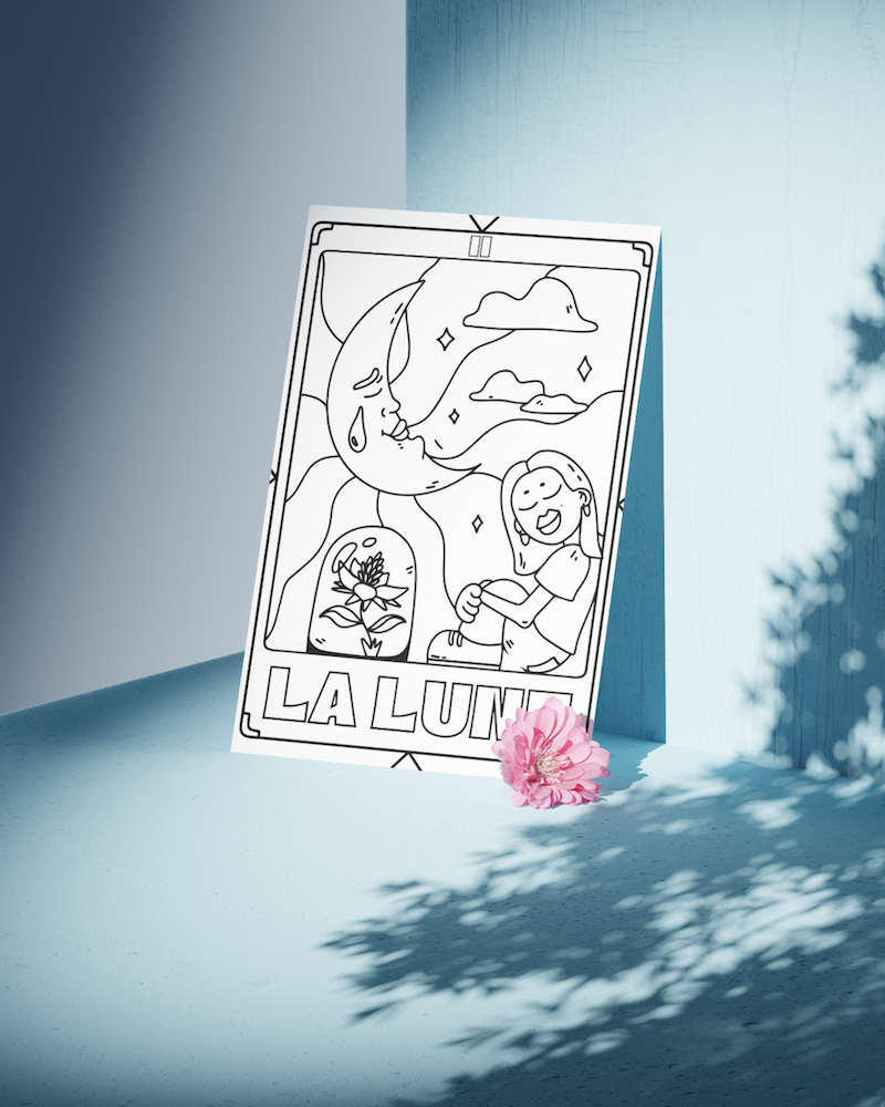 Lot de 4 cartes à colorier spécial tarot