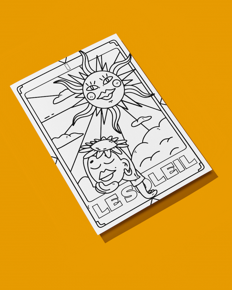 Lot de 4 cartes à colorier spécial tarot